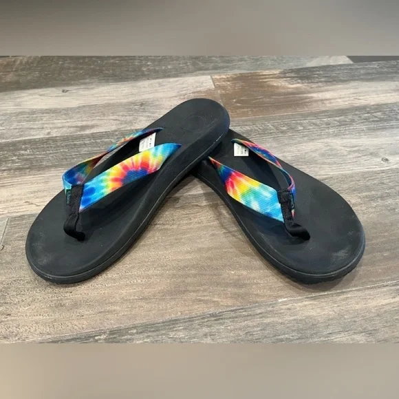 Chaco Chillos Flip Flop Sandals Dark Tie Dye Black  Rainbow shoe Men’s size 10 Chaco Chillos Slide Men Dark Tie Dye - Walmart.com main image 3